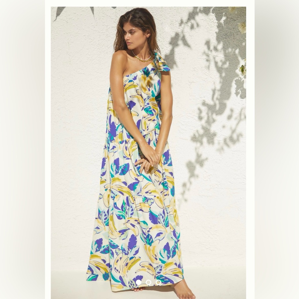 Women’s Anthropologie one shoulder bow Maxi dress size XS